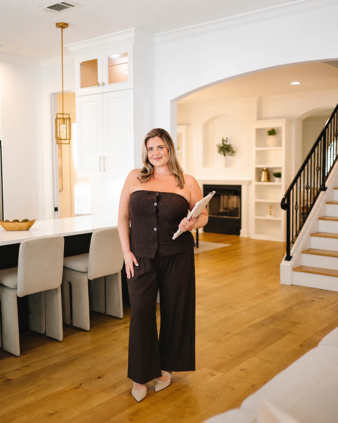 Rachel touring a bright Tampa Bay property
